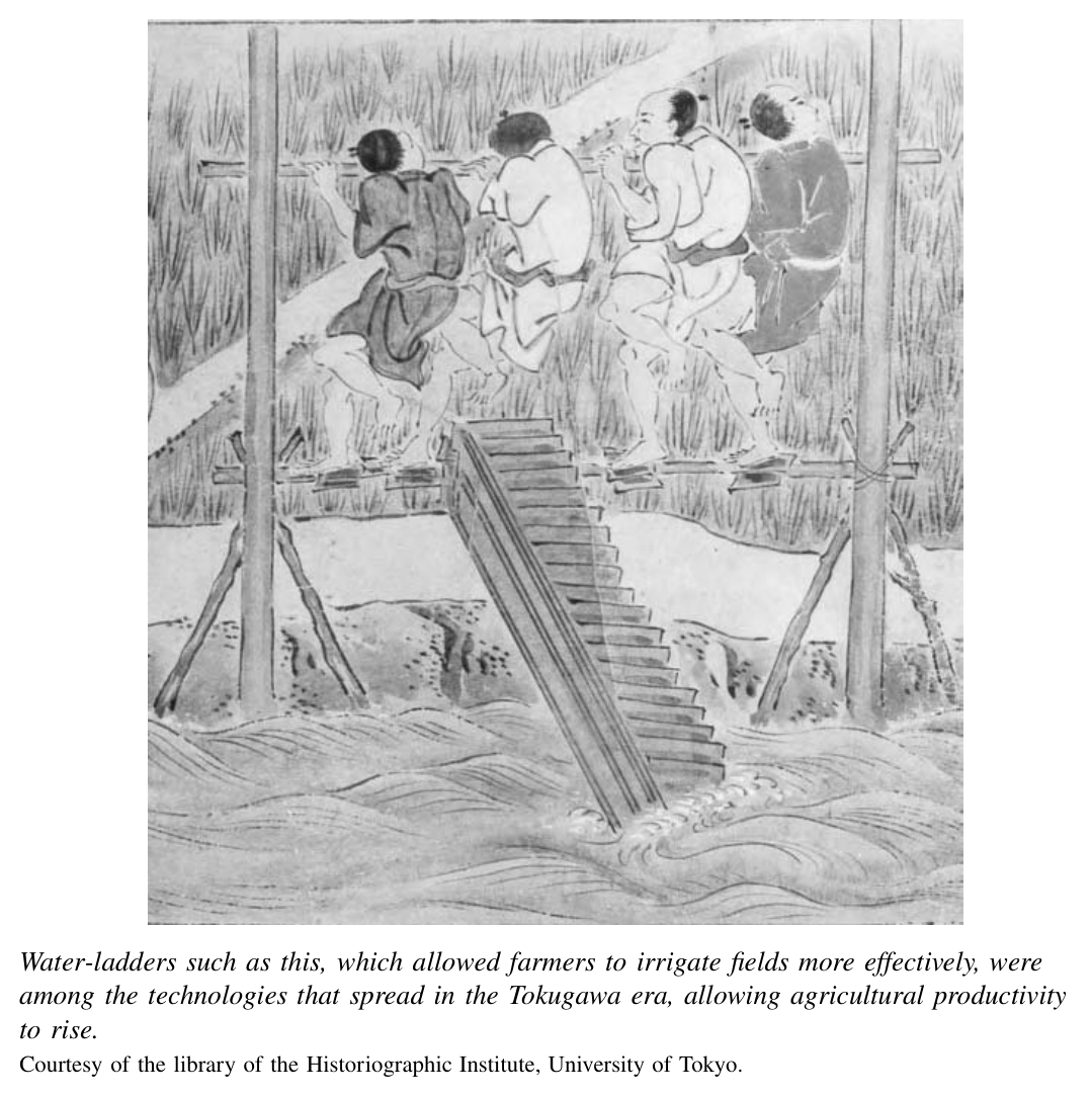 这种水车使农民能够更有效地灌溉田地,是德川时代推广的技术之一,促进了农业发展